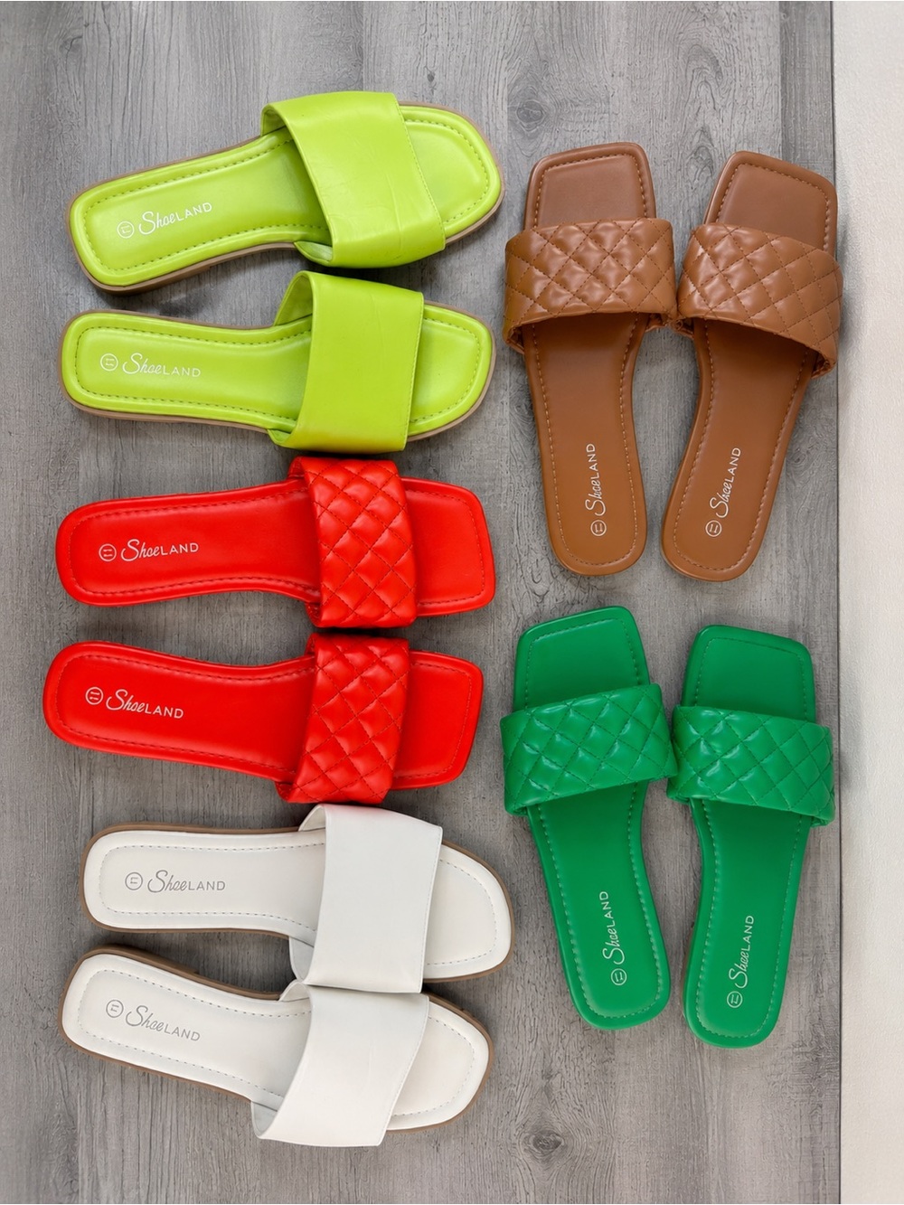 Shoe Land Women’s Slide Sandals Bundle of 5 Size 11 W Summer Flats Multicolor